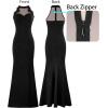 imageVFSHOW Womens Formal Sexy Halter High Slit Prom Wedding Guest Maxi Dress 2023 Illusion Sweetheart Neckline Evening Long GownTextured Black