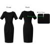 imageVFSHOW Womens Front Zipper Tie Waist Bow Belted Slim Wear to Work Business Office Bodycon Pencil DressBlack