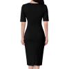 imageVFSHOW Womens Front Zipper Tie Waist Bow Belted Slim Wear to Work Business Office Bodycon Pencil DressBlack