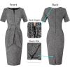 imageVFSHOW Womens Front Zipper Tie Waist Bow Belted Slim Wear to Work Business Office Bodycon Pencil DressBlack Tweed