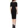 imageVFSHOW Womens Front Zipper Tie Waist Bow Belted Slim Wear to Work Business Office Bodycon Pencil DressBlack and White Piping