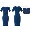 imageVFSHOW Womens Front Zipper Tie Waist Bow Belted Slim Wear to Work Business Office Bodycon Pencil DressPeacock Blue