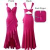 imageVFSHOW Womens Glitter Sweetheart V Neck Twist Front Backless Ruched Ruffle Slit Formal Evening Gown Maxi DressSparkly Hot Pinkb