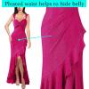 imageVFSHOW Womens Glitter Sweetheart V Neck Twist Front Backless Ruched Ruffle Slit Formal Evening Gown Maxi DressSparkly Hot Pinkb