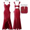 imageVFSHOW Womens Glitter Sweetheart V Neck Twist Front Backless Ruched Ruffle Slit Formal Evening Gown Maxi DressSparkly Redb