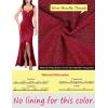 imageVFSHOW Womens Glitter Sweetheart V Neck Twist Front Backless Ruched Ruffle Slit Formal Evening Gown Maxi DressSparkly Redb