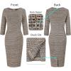 imageVFSHOW Womens Slim Zipper Up Work Business Office Party Bodycon Pencil Sheath DressBeige Tweed