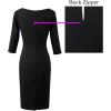 imageVFSHOW Womens Slim Zipper Up Work Business Office Party Bodycon Pencil Sheath DressBlack