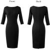 imageVFSHOW Womens Slim Zipper Up Work Business Office Party Bodycon Pencil Sheath DressBlack