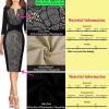 imageVFSHOW Womens Slim Zipper Up Work Business Office Party Bodycon Pencil Sheath DressBlack Black and White Lace