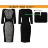 imageVFSHOW Womens Slim Zipper Up Work Business Office Party Bodycon Pencil Sheath DressBlack Black and White Lace
