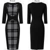 imageVFSHOW Womens Slim Zipper Up Work Business Office Party Bodycon Pencil Sheath DressBlack Houndstooth Plaid