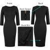 imageVFSHOW Womens Slim Zipper Up Work Business Office Party Bodycon Pencil Sheath DressBlack Knit