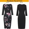 imageVFSHOW Womens Slim Zipper Up Work Business Office Party Bodycon Pencil Sheath DressBlack Multi Floral Print
