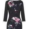 imageVFSHOW Womens Slim Zipper Up Work Business Office Party Bodycon Pencil Sheath DressBlack Multi Floral Print
