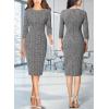 imageVFSHOW Womens Slim Zipper Up Work Business Office Party Bodycon Pencil Sheath DressBlack Tweed