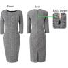 imageVFSHOW Womens Slim Zipper Up Work Business Office Party Bodycon Pencil Sheath DressBlack Tweed