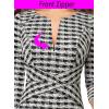 imageVFSHOW Womens Slim Zipper Up Work Business Office Party Bodycon Pencil Sheath DressBlack White Tweed