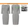 imageVFSHOW Womens Slim Zipper Up Work Business Office Party Bodycon Pencil Sheath DressBlack White Tweed