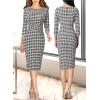 imageVFSHOW Womens Slim Zipper Up Work Business Office Party Bodycon Pencil Sheath DressBlack White Tweed