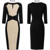 imageVFSHOW Womens Slim Zipper Up Work Business Office Party Bodycon Pencil Sheath DressBlack and Beige
