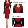 imageVFSHOW Womens Slim Zipper Up Work Business Office Party Bodycon Pencil Sheath DressBlack and Red