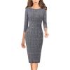 imageVFSHOW Womens Slim Zipper Up Work Business Office Party Bodycon Pencil Sheath DressBlack and White Glen Plaid
