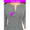 imageVFSHOW Womens Slim Zipper Up Work Business Office Party Bodycon Pencil Sheath DressBlue Tweed