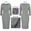 imageVFSHOW Womens Slim Zipper Up Work Business Office Party Bodycon Pencil Sheath DressBlue Tweed