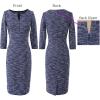 imageVFSHOW Womens Slim Zipper Up Work Business Office Party Bodycon Pencil Sheath DressBlue Yarndyed Tweed