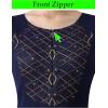 imageVFSHOW Womens Slim Zipper Up Work Business Office Party Bodycon Pencil Sheath DressDark Blue  Contrast Floral Lace