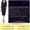imageVFSHOW Womens Slim Zipper Up Work Business Office Party Bodycon Pencil Sheath DressDark Blue  Contrast Floral Lace