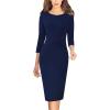 imageVFSHOW Womens Slim Zipper Up Work Business Office Party Bodycon Pencil Sheath DressDark Blue