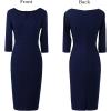 imageVFSHOW Womens Slim Zipper Up Work Business Office Party Bodycon Pencil Sheath DressDark Blue