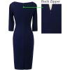 imageVFSHOW Womens Slim Zipper Up Work Business Office Party Bodycon Pencil Sheath DressDark Blue