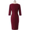 imageVFSHOW Womens Slim Zipper Up Work Business Office Party Bodycon Pencil Sheath DressDark Red and White Striped