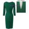imageVFSHOW Womens Slim Zipper Up Work Business Office Party Bodycon Pencil Sheath DressGreen