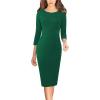 imageVFSHOW Womens Slim Zipper Up Work Business Office Party Bodycon Pencil Sheath DressGreen