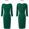 imageVFSHOW Womens Slim Zipper Up Work Business Office Party Bodycon Pencil Sheath DressGreen