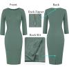imageVFSHOW Womens Slim Zipper Up Work Business Office Party Bodycon Pencil Sheath DressGreen Knit