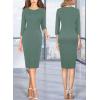 imageVFSHOW Womens Slim Zipper Up Work Business Office Party Bodycon Pencil Sheath DressGreen Knit