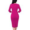 imageVFSHOW Womens Slim Zipper Up Work Business Office Party Bodycon Pencil Sheath DressHot Pink