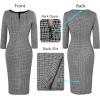 imageVFSHOW Womens Slim Zipper Up Work Business Office Party Bodycon Pencil Sheath DressHoundstooth Print