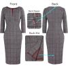 imageVFSHOW Womens Slim Zipper Up Work Business Office Party Bodycon Pencil Sheath DressHoundstooth Printchecker