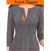 imageVFSHOW Womens Slim Zipper Up Work Business Office Party Bodycon Pencil Sheath DressHoundstooth Printchecker