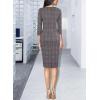 imageVFSHOW Womens Slim Zipper Up Work Business Office Party Bodycon Pencil Sheath DressHoundstooth Printchecker