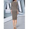 imageVFSHOW Womens Slim Zipper Up Work Business Office Party Bodycon Pencil Sheath DressKhakihoundstooth Print