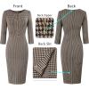 imageVFSHOW Womens Slim Zipper Up Work Business Office Party Bodycon Pencil Sheath DressKhakihoundstooth Print