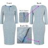 imageVFSHOW Womens Slim Zipper Up Work Business Office Party Bodycon Pencil Sheath DressLight Blue Tweed