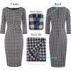 imageVFSHOW Womens Slim Zipper Up Work Business Office Party Bodycon Pencil Sheath DressNavy Bluebeige Checker